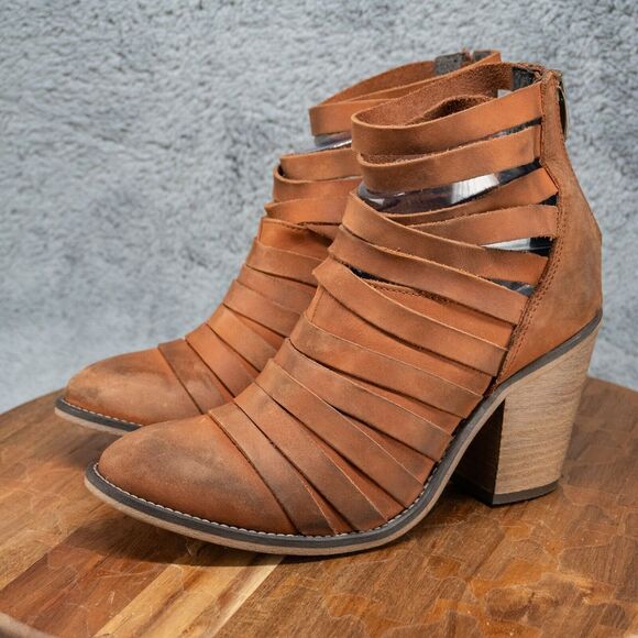 FREE PEOPLE Hybrid Strappy Leather Bootie EU 38 US 7.5 - Picture 3 of 9